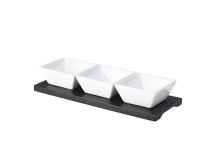 GenWare Black Wood Dip Tray Set 27x10cm +3 Dishes x4