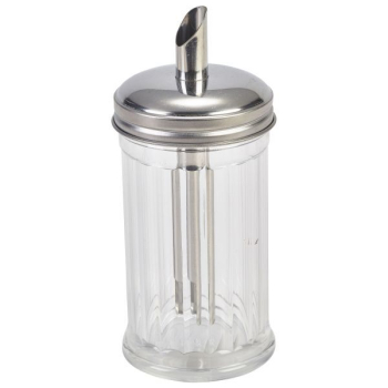 Clear Plastic Sugar Pourer With S/St.Top x1