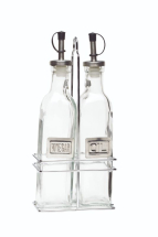 Square Glass Oil & Vinegar With Chrome Stand x1