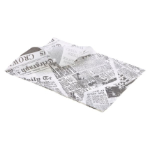 Greaseproof Paper White Newspaper Print 25 x 35cm x1