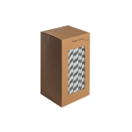 8" Paper Black & White Stripe Straws 6mm x250