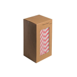 8" Paper Red & White Stripe Straws 6mm x250