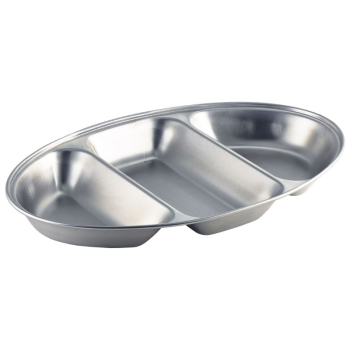 S/St.3 Div.Oval Veg Dish 14Inch Width 21.2cm x1 S/St.3 Div.Oval Veg Dish 14Inch Width 21.2cm x1