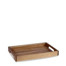 Wood Solid Base Handled Tray 10 1/5inchX15 3/5inch x4