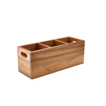 Acacia Wood 3 Compartment Cutlery Box