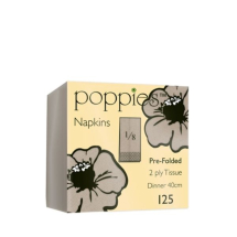 Poppies 40cm 2Ply 8 Fold Grey Napkin x2000