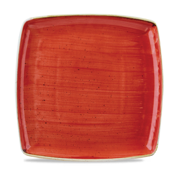 Stonecast Berry Red Deep Square Plate 10.5Inch x6