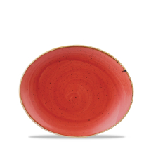 Stonecast Berry Red Orbit Oval Coupe Plate 7.75inch x12
