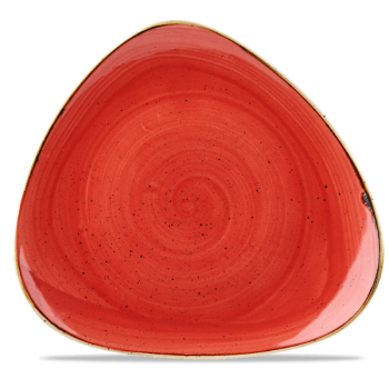 Stonecast Berry Red Lotus Triangle Plate 12.25Inch x6