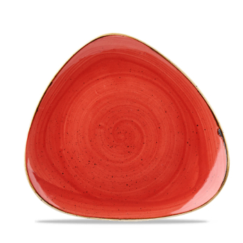 Stonecast Berry Red Lotus Triangle Plate 7.75Inch x12