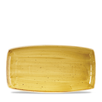 Stonecast Mustard Seed Yellow X Squared Oblong Plate 13.75Inch x6