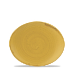 Stonecast Mustard Seed Yellow Orbit Oval Coupe Plate 7.75" x12 Stonecast Mustard Seed Yellow Orbit Oval Coupe Plate 7.75" x12