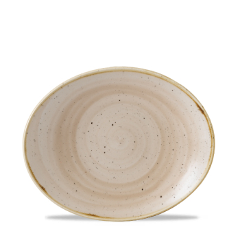 Stonecast Nutmeg Cream Orbit Oval Coupe Plate 7.75Inch x12