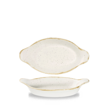 Stonecast Barley White Oval Eared Dish 9 1/8 X 5Inch x6