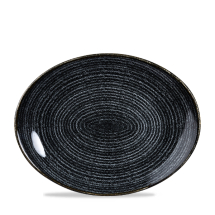 Studio Prints Charcoal Black Orbit Oval Coupe Plate 12.5inch x12
