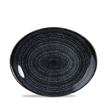 Studio Prints Charcoal Black Orbit Oval Coupe Plate 10 5/8inch x12
