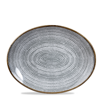 Studio Prints Stone Grey Orbit Oval Coupe Plate 12.5Inch x12