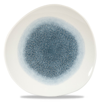 Raku Topaz Blue Round Trace Plate 11 1/4inch x12 Raku Topaz Blue Round Trace Plate 11 1/4inch x12