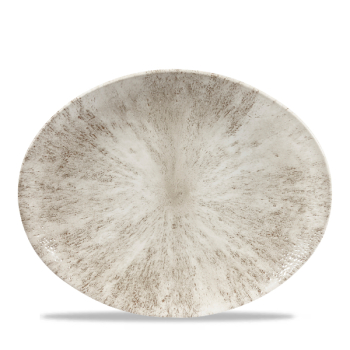 Stone Agate Grey Orbit Oval Coupe Plate 12.5Inch x12 Stone Agate Grey Orbit Oval Coupe Plate 12.5Inch x12