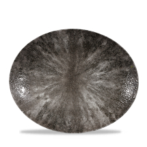 Stone Quartz Black Orbit Oval Coupe Plate 12.5inch x12