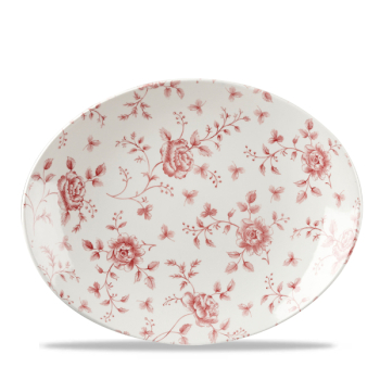 Rose Chintz Cranberry Orbit Oval Coupe Plate 12.5Inch x6