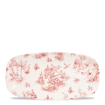 Toile Cranberry Oblong Chefs Plate (No3) 11.75x6Inch x12