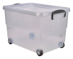 Storage Box 60L W/ Clip Handles On Wheels x4
