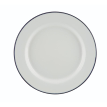 Enamel Wide Rim Plate White & Blue 20cm x1