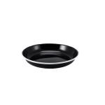 Enamel Rice/Pasta Plate Black with White Rim 20cm x1