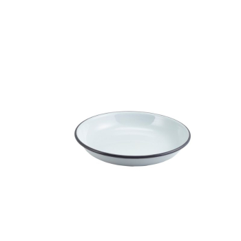 Enamel Rice/Pasta Plate White with Grey Rim 20cm x1