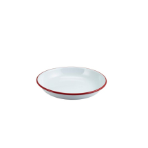 Enamel Rice/Pasta Plate White with Red Rim 20cm x1