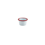 Enamel Ramekin White with Red Rim 7cm Dia 90ml/3.2oz x1