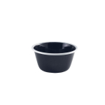 Enamel Deep Pie Dish Black with White Rim 12cm x1