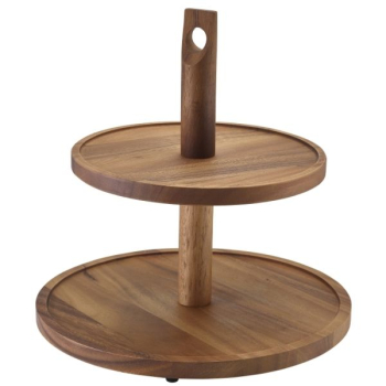 Acacia Wood Two Tier Cake Stand