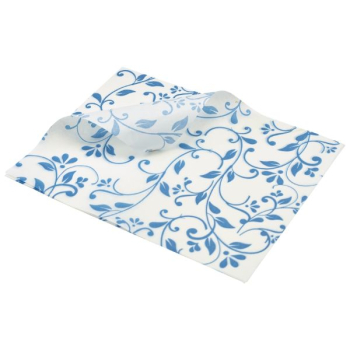 Greaseproof Paper Blue Floral Print 25 x 20cm x1