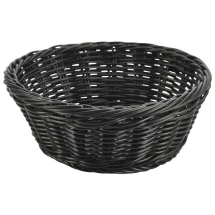 Black Round Polywicker Basket 21Dia x 8cm x1