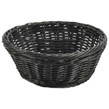 Black Round Polywicker Basket 21Dia x 8cm x1 Black Round Polywicker Basket 21Dia x 8cm x1