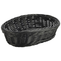 Black Oval Polywicker Basket 22.5 x 15.5 x 6.5cm x1