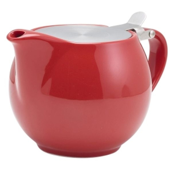Genware Porcelain Red Teapot with S/S Lid & Infuser 50cl/17.6oz