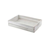 Wooden Crate White Wash Finish 35 x 23 x 8cm x1