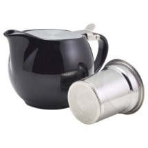 GenWare Porcelain Black Teapot with S/S Lid & Infuser 50cl/17.6oz