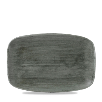 Stonecast Patina Burnished Green Oblong Chefs Plate (No8) 12x7.8Inch x6