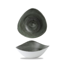 Stonecast Patina Burnished Green Lotus Triangle Bowl 7.75inch x12