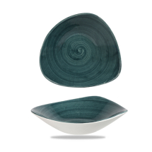 Stonecast Patina Rustic Teal Lotus Triangle Bowl 9.25inch x12 Stonecast Patina Rustic Teal Lotus Triangle Bowl 9.25inch x12