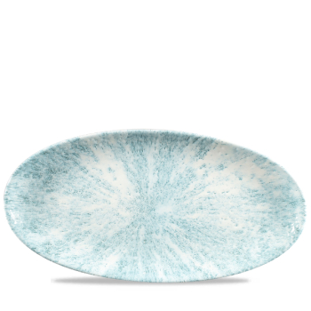 Stone Aquamarine Oval Chefs Plate 13.75X6.75Inch x6