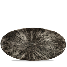 Stone Quartz Black Oval Chefs Plate 13.75X6.75inch x6