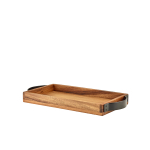 GenWare Acacia Wood Tray With Black Handles 32.5 x 17.5cm x1