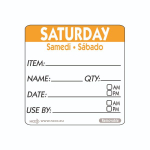 "USE BY" Saturday 2" 50mm Removable Label x500
