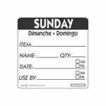 "USE BY" Sunday 2" 50mm Removable Label x500