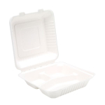 3 Comp 9" Bagasse Square Meal Box x200